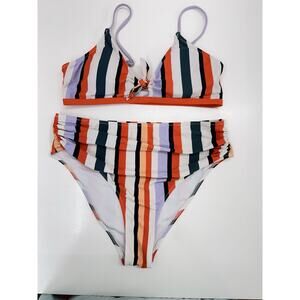 Unbranded Womens Swimsuit Size Unknown Two-Piece Bikini Striped Padded